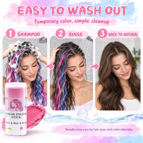 PPUPXQZ Temporary Hair Color Stick - 9 Pearl Washable Shades for Hair, Face & Body
