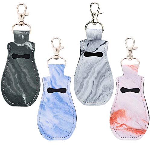 Neoprene Lip Balm Holder Keychain Clip - 4 Pack Marble