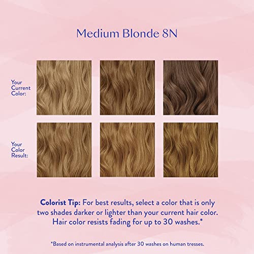 eSalon Permanent Hair Color Kit Medium Blonde 8N - Gray Coverage & Professional Results