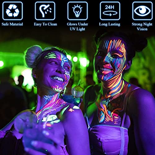 Blacklight Neon Body Paint Set, 8 Tubes Glow in Dark