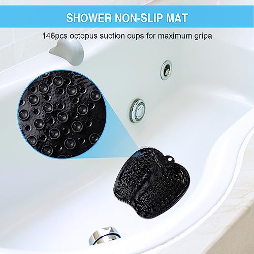 BESKAR Shower Foot Scrubber Mat with Non-Slip Suction Cups