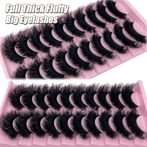 Fluffy Faux Mink Lashes 20-25mm Dramatic Volume 10 Pairs