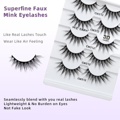 Miz Barn 3D Cashmere Lashes - 5 Pairs Cat Eye Wispy