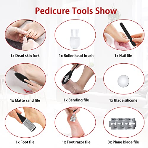Electric Foot Callus Remover with 4 Roller Heads - Rechargeable Pedicure Kit