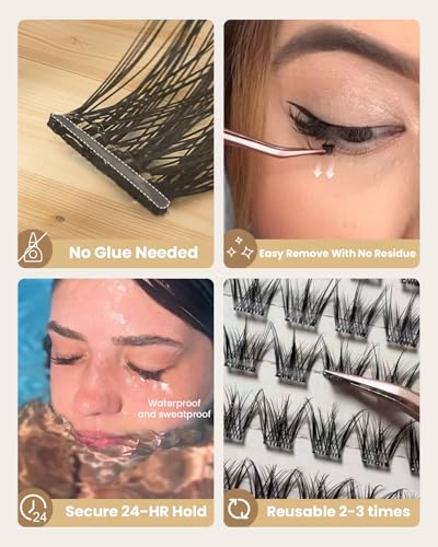 Self-Adhesive Eyelash Clusters - 90 Fluffy Wispy Lashes 10-14mm