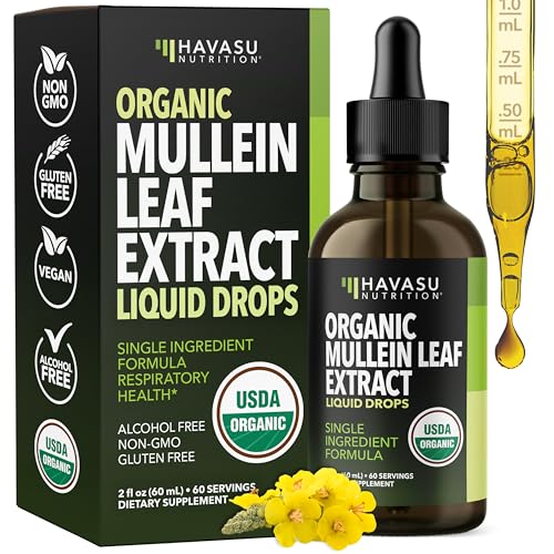 Organic Mullein Leaf Extract for Lung Support - Liquid Drops, 2 Fl Oz