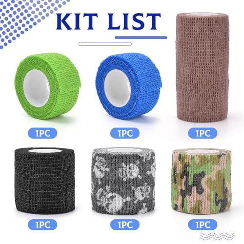 6pc Self-Adhesive Cohesive Bandage Wrap Set - Tattoo Grip & Athletic Tape