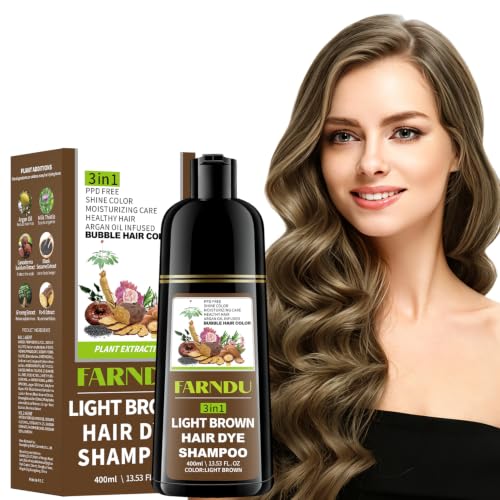 Light Brown Hair Dye Shampoo - 100% Gray Coverage, Ammonia Free