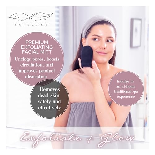 Seraphic Skincare Dual-Sided Exfoliating Facial Mitt & Face Scrubber