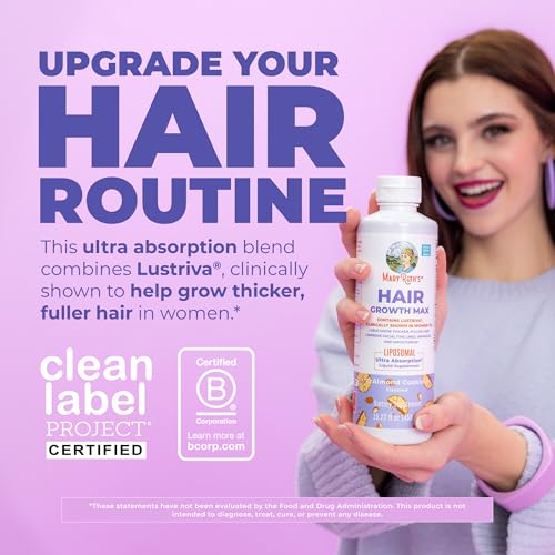 MaryRuth Organics Women's Hair Growth MAX Liposomal | with Lustriva¢ç + Biotin 10000mcg + Pumpkin Seed Oil | Thicker Hair | Hair Care | Wrinkles, Fine Lines, Skin Care | Ages 18+ | 15.22 Fl Oz