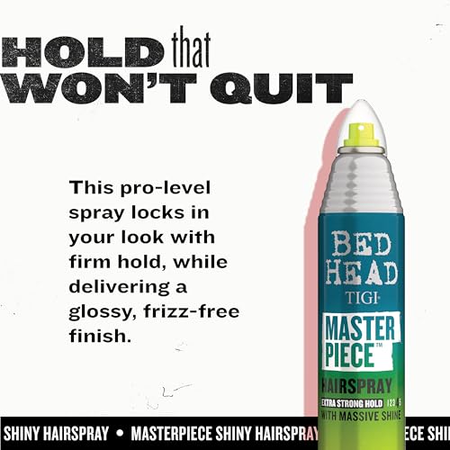 TIGI Bed Head Masterpiece Hairspray 2-Pack ? Extra Strong Hold Hairspray, Frizz Control + Shine, Tropical Scent, 10.3 Oz Ea