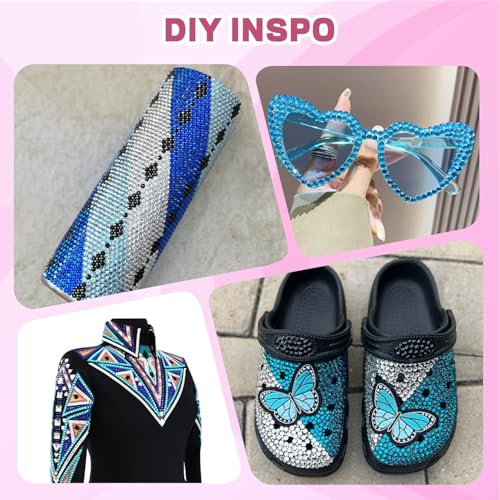 BELLEBOOST 20000Pcs Blue Rhinestones Bedazzling Kit with 3 B7000 Glue & Tools – 02 Blue Gems Series Large Pack