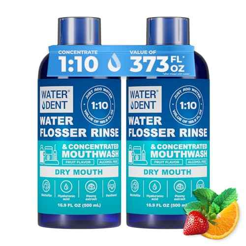 Concentrated Irrigant, Dry Mouth | Add to Water Flossers | Mild Mint & Fruit Flavor |1:10 = 186 fl.oz | Alcohol Free, Fluoride Free. Made in USA (PACK OF 2)