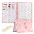 NMKL38 320 Nail Colors Chart Nail Gel Polish Display Book with 240 False Nail Tips Professional Salon Nail Color Swatches Nail Practice Card Board (Pink)