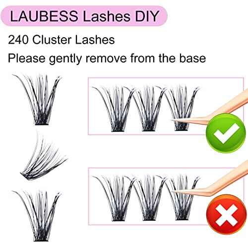 Cluster Lashes 240pcs 40D DIY Eyelash Extension D Curl Long Individual Lashes Mixed Tray Faux Mink Lash Clusters Extensions 0.07 0.10 Black (40D-0.07D-9-16mm)