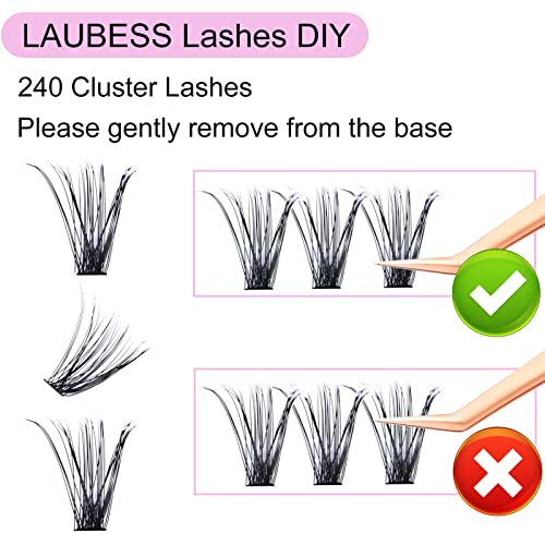 LAUBESS 40D Cluster Lashes - Wispy Mixed Tray Extensions