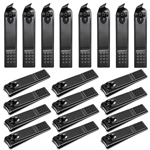 AVERZELLA 60 Pcs Slanted Edge Nail Clippers Bulk Straight + Curved Edge, Stainless Steel Nail Clippers Pack Pedicure Manicure Tool Slanted Tip Cuticle Nail Cutter for Women Men Seniors(Black)