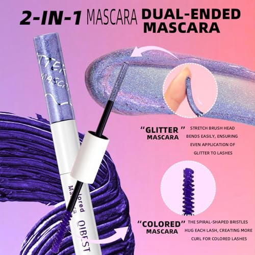 Glitter & Matte Mascara Set, 8 Colors - Waterproof Volumizing
