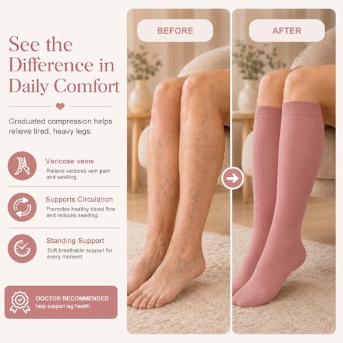 Compression Socks for Men & Women - 4 Pairs for Circulation Support