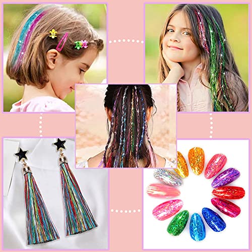 Hair Tinsel Kit with 18 Colors & Tools for Easy Hair Extensions