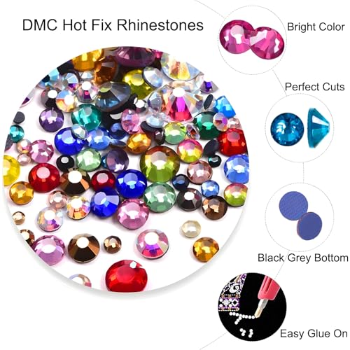 Kzkcy SS20 Hotfix Flatback Rhinestones 1440PCS Mixed Colors for Nail Art