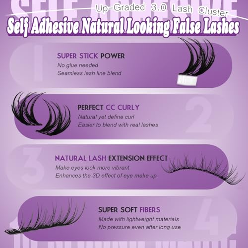 Self-Adhesive Eyelash Clusters Wispy 12-14MM No Glue