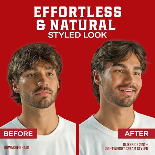 Old Spice Lightweight Cream for Men, Healthy & Strong with Vitamin E & Biotin, Men's Hair Styling Lightweight Cream, Low-Medium Hold, Matte Finish, 2.22 oz