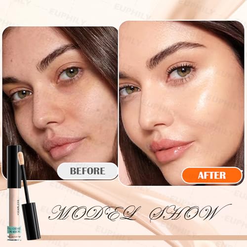 2 Pack Liquid Concealer for Older Women, Under Eye Brightener Concealer, Full Coverage Lightweight Undereye Brightening & Dark Circles with Mini Makeup Puff, #02 Light