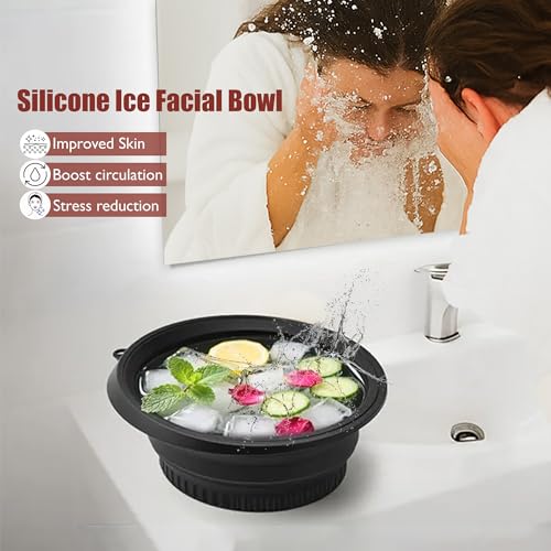 Ice Bowl for Face ? Reusable Collapsible Cold Plunge Skincare Set, Face Ice Mold for Puffiness Relief, Skin Tightening, Redness & Glowing Skin Routine Bonus : Facial Scrubber