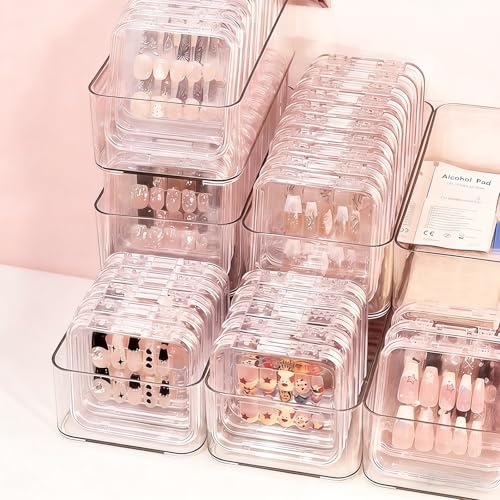30-Piece Press On Nail Storage Box Set with Adhesive Tape