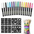 Temporary Tattoo Markers for Skin, 16-Count + 77 Stencils