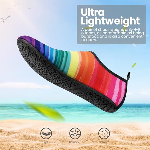 SEEKWAY Water Shoes Women Men Adult Quick-Dry Aqua Socks Barefoot Non Slip for Beach Swim River Pool Lake surf Black Size SK002