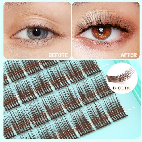 Dark Brown Cluster Lashes B Curl 8-10-12mm Mixed Volume