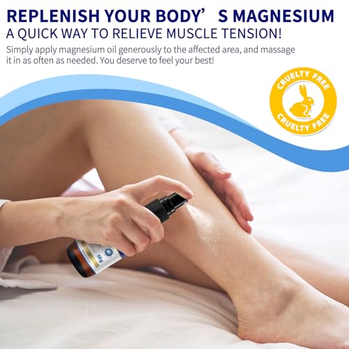 Pure Magnesium Oil Spray, 60ml Magnesium Oil for Feet - Natural Formula, Magnesium Spray for Leg Cramps, Soothing Relief & Relaxation for Better Sleep, Easy to Absorb and Use