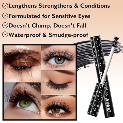 Burgundy Eyelash Mascara Volumizing Lengthening Hypoallergenic Mascara Longwear and Smudge Resistant Liquid Lash Extensions Curling Defining Clump & Flake Free (05#)