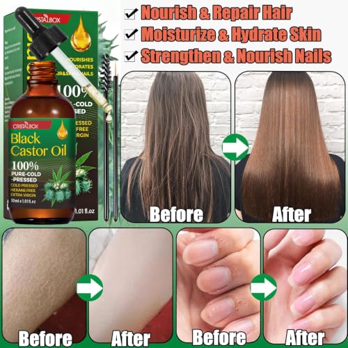 CRISTALBOX Organic Jamaican Black Castor Oil – 3 Pack 100% Pure for Hair, Skin & Nails