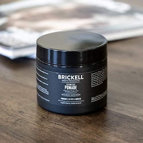 Brickell Men's Products Hair Styling Clay Pomade For Men, Natural & Organic with Strong Hold & Matte Finish, Product for Modern Hairstyles, 2 Ounces, Scented (Pack of 2)