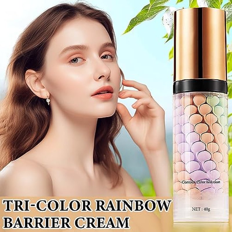 2 Pcs 3 In 1 Primer for Face Before Makeup,One Step Color Corrector Makeup Primer,Moisturizing Skin Tone Color Correcting Primer,Tricolor Tinted Moisturizer,Oil Control Isolation Cream