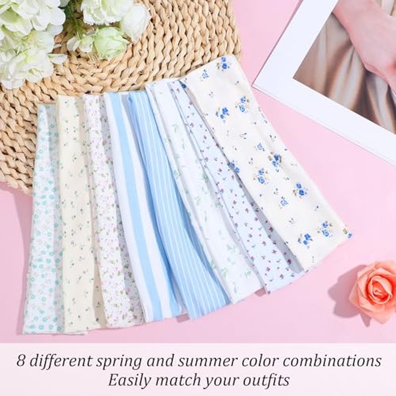 8-Pack Floral Headbands for Women - Soft Non-Slip Hairbands
