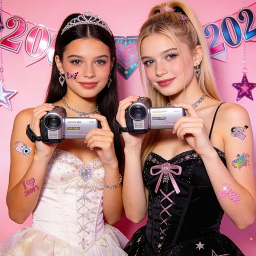 Y2K Temporary Tattoos - 200+ Designs, 8 Sheets for Party