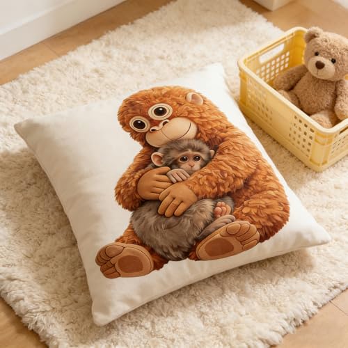 NONETH Punch Monkey Throw Pillow Cover 18x18, Funny Viral Meme Decorative Cushion for Couch & Bed