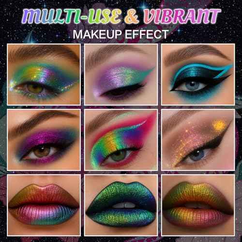 UCANBE Chameleon Multichrome Eyeshadow Palette, 10 Colors Shifting Chromatic Light-Reflecting Metallic Eye Shadow, Multi-Use Blendable Holographic Glitter Shimmer Eye Makeup Pallet (Solar Python)