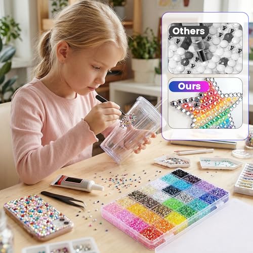 Fodeuxp Bedazzler Kit with 24,000 Multicolor Resin Rhinestones for Nail Art & Crafting - Variation 24000