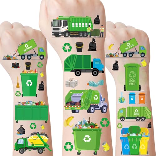 Garbage Truck Temporary Tattoos - 8 Sheets 300+ Stickers