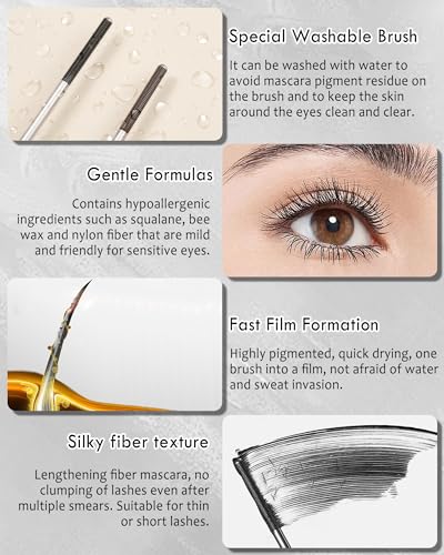 Lestpola Waterproof Metal Fiber Curling Mascara - Long-Lasting Black Lash Enhancer