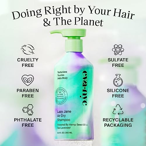 Eva NYC Lazy Jane Air Dry Shampoo, Natural Texture and Frizz Control for Hair, Vegan and GMO-Free, Anti-Frizz for Women, 8.8 fl oz