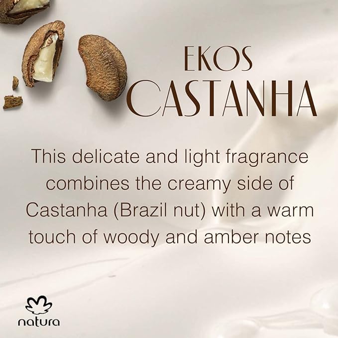 natura - Ekos Castanha (Brazil Nut) Creamy Bar Soap Set (4 Pack) - 4 Creamy Soap Bars - 97% Natural - 100% Pure Vegetable Oils - Vegan Skin Care - Brazilian Beauty Secrets - Self Care - 3.5oz (100g)