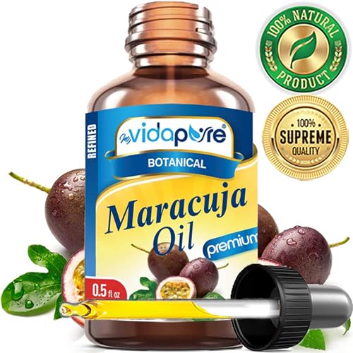 MYVIDAPURE MARACUJA OIL Passion Fruit WILD GROWTH. 100% PURE for Skin, Face, Hair, Lip and Nail Care. (0.5 Fl Oz)