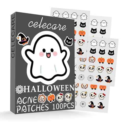 Pimple Patches,Halloween Acne Patch,Pimple Patches for Face, Cute Stickers,Salicylic Acid & Tea Tree, 100PCS Hydrocolloid Dots in 8 Colors for Face,Cute Halloween Stickers