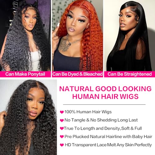 13x6 Deep Wave Lace Front Wig - 30" Human Hair, 200 Density